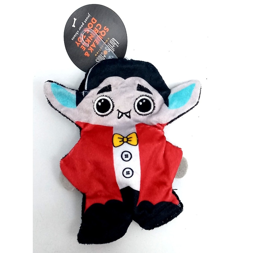 Thrills & Chills Squeak & Crinkle Halloween Dracula Flat Small Dog Puppy Toy